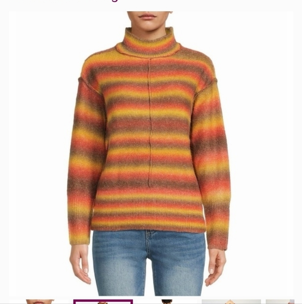 Beachlunchlounge Sedona Mock Neck Sweater Spacedyed Size Large
